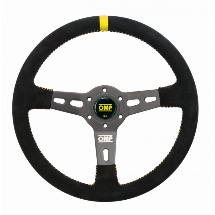 OMP RS Titanium 350mm Semi Dish Suede Steering Wheel