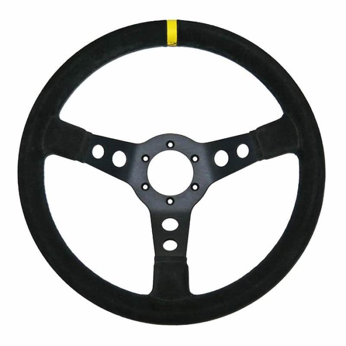 R-Tech Drift Black 350mm Semi Dish Suede Steering Wheel