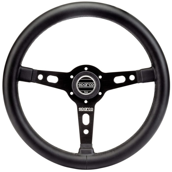 Sparco 350 Targa Black 350mm Semi Dish Leather Steering Wheel