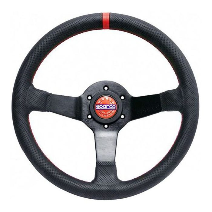 Sparco Champion Black 330mm Semi Dish Leather Steering Wheel