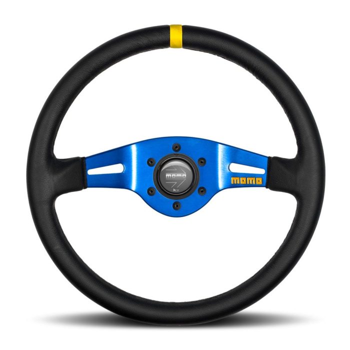 Momo Mod.03 Blue 350mm Leather Semi Dish Steering Wheel