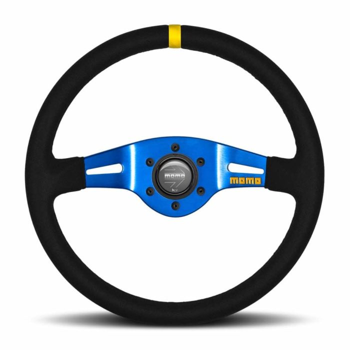 Momo Mod.03 Blue 350mm Suede Semi Dish Steering Wheel