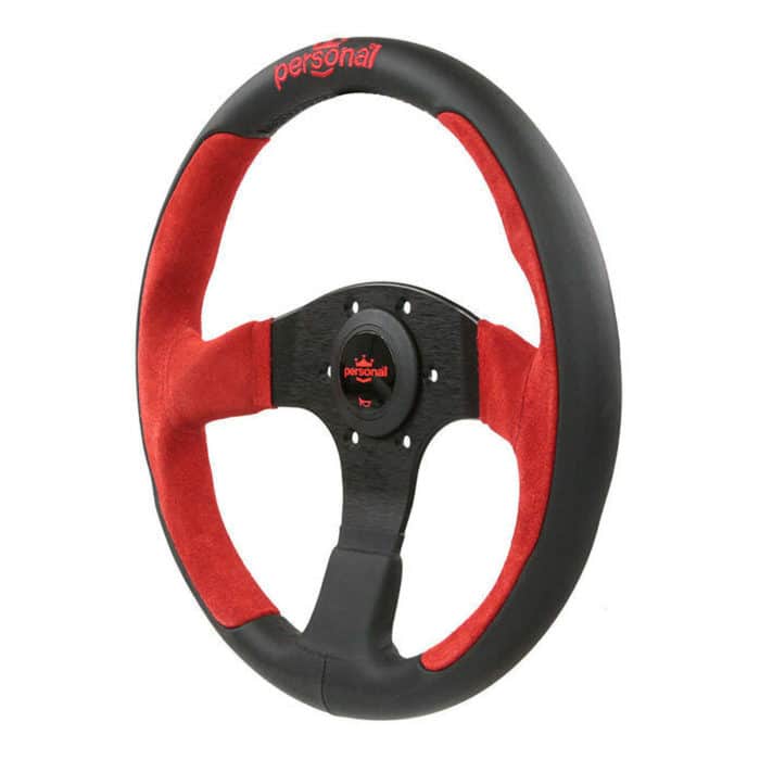 Personal Pole Position 330mm Red Suede Black Leather Steering Wheel