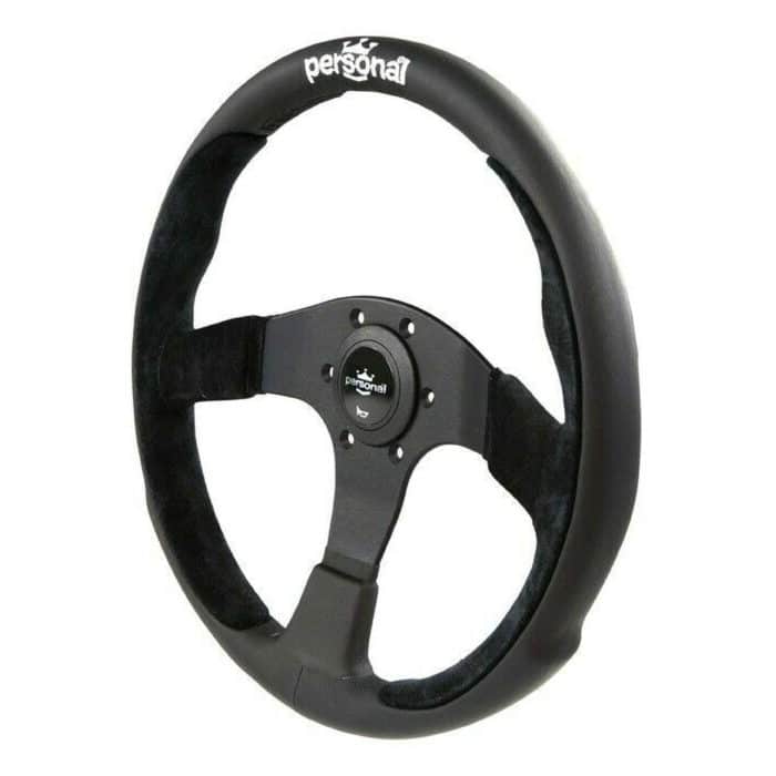 Personal Pole Position 350mm Black Leather Black Suede Steering Wheel