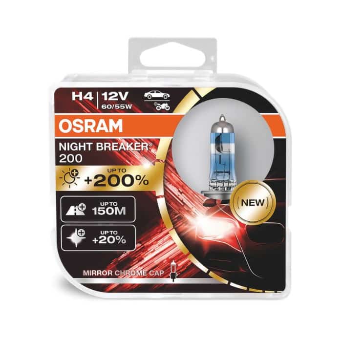 Osram Night Breaker 200 H4 472 12V 60 55W Clear Bulb 2 Pack